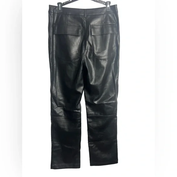 4th + Reckless Faux Leather Vegan Straight Pants Large Black - Picture 2 of 4